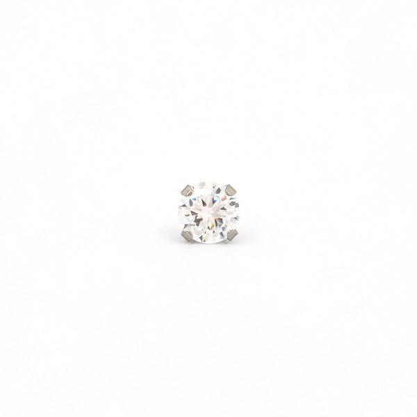 Sensitive Puff Pad Stainless Steel 6mm Prong-Set Cubic Zirconias