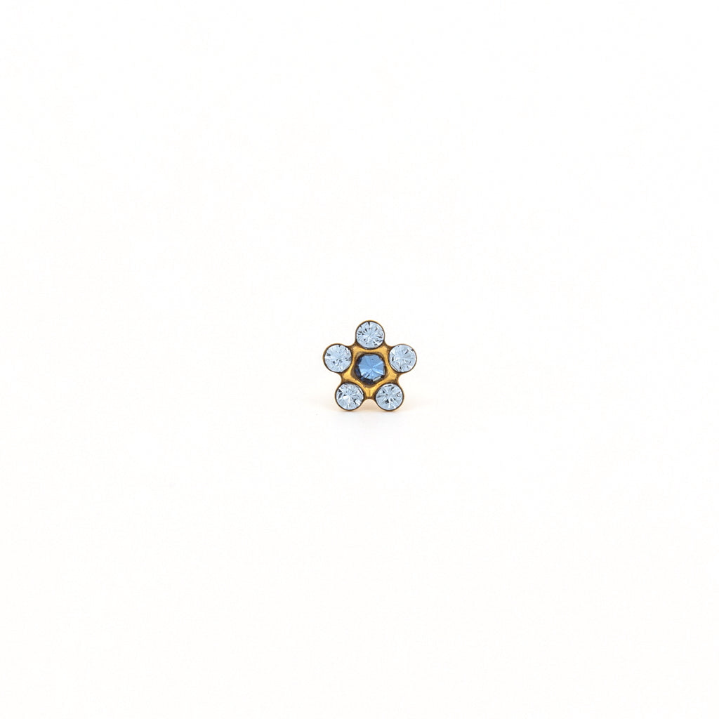 Sensitive Puff Pad Gold-Plated Light Sapphire/September Sapphire Daisies