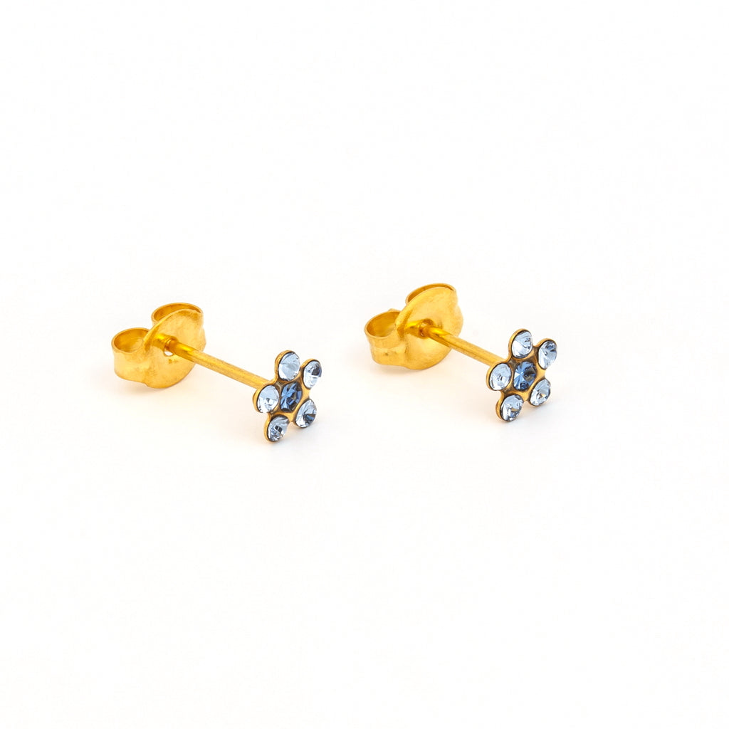Sensitive Puff Pad Gold-Plated Light Sapphire/September Sapphire Daisies