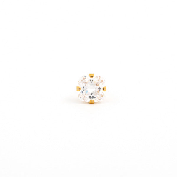 Sensitive Puff Pad Gold-Plated 6×6mm Princess-Cut Prong-Set Cubic Zirconias