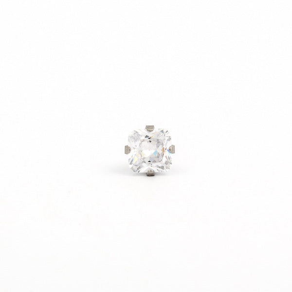 Sensitive Puff Pad Stainless Steel 6×6mm Princess-Cut Prong-Set Cubic Zirconias