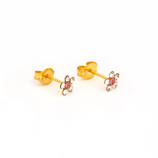 Sensitive Puff Pad Gold-Plated April Crystal/October Rose Daisies