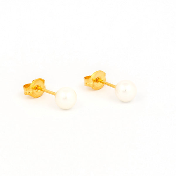 Sensitive Puff Pad Gold-Plated 5mm White Pearls