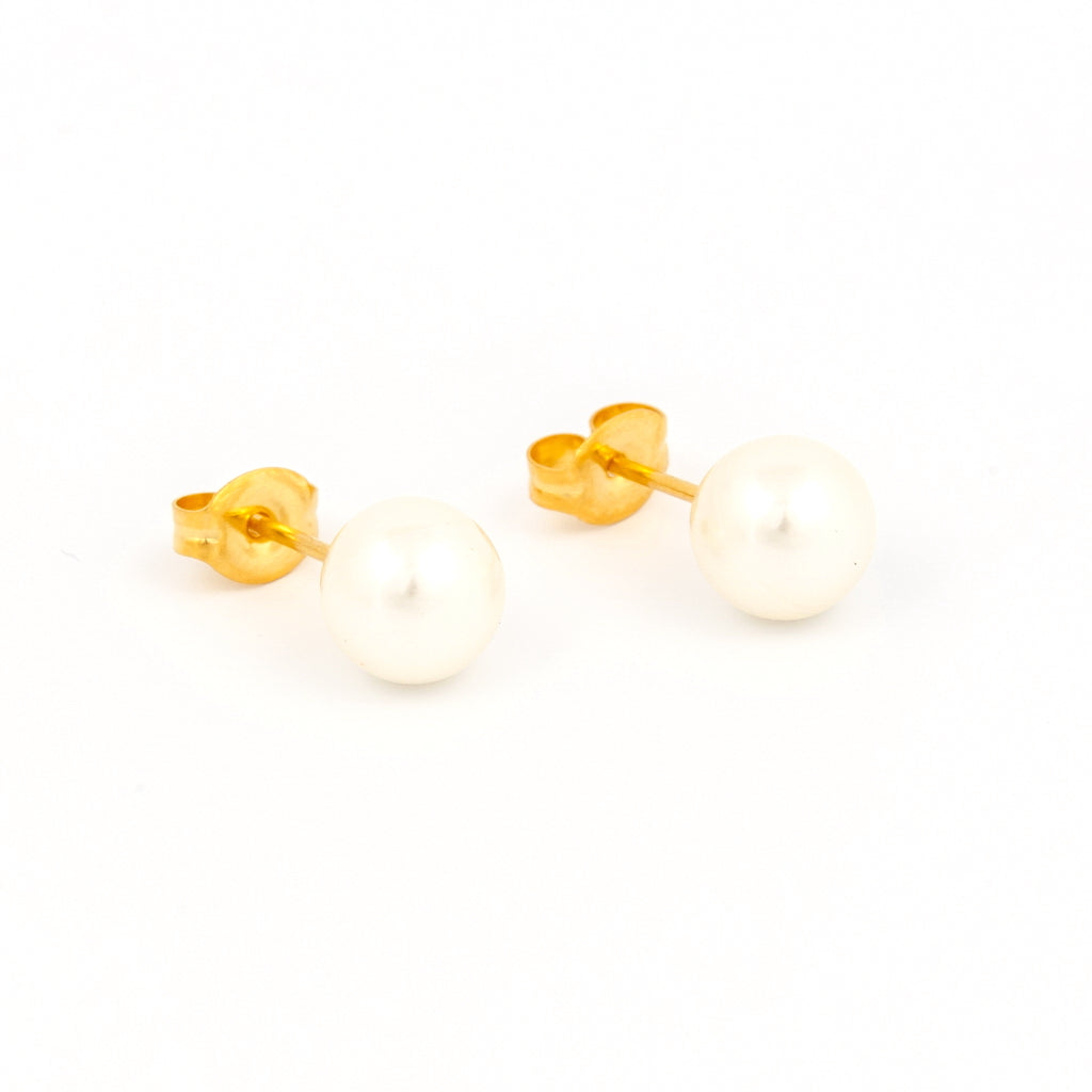 Sensitive Puff Pad Gold-Plated 7mm White Pearls