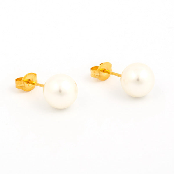 Sensitive Puff Pad Gold-Plated 8mm White Pearls