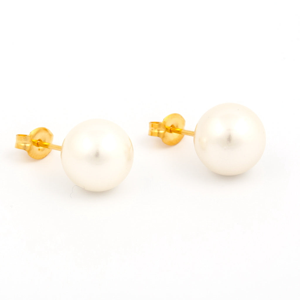 Sensitive Puff Pad Gold-Plated 10mm White Pearls