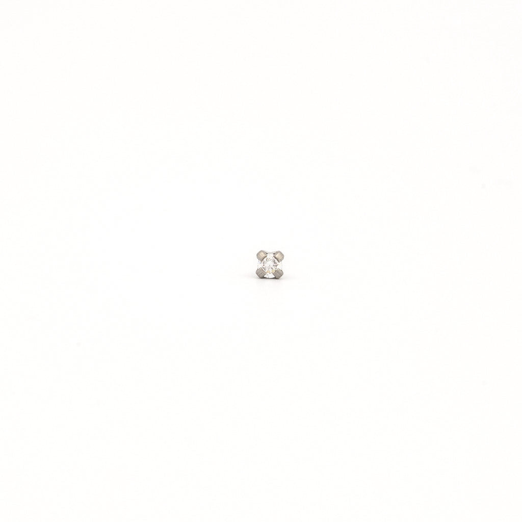 Sensitive Puff Pad Stainless Steel 2mm Prong-Set Cubic Zirconias