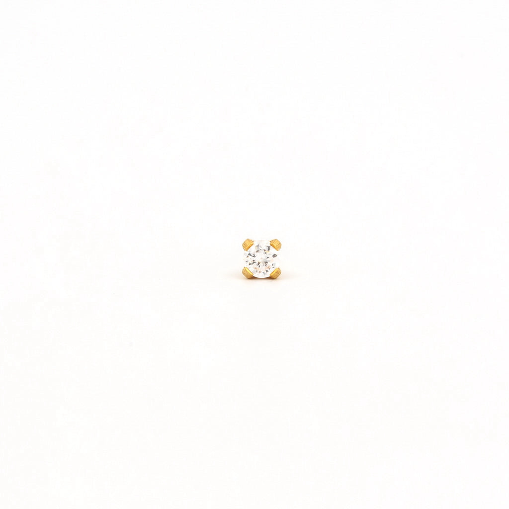 Sensitive Puff Pad Gold-Plated 3mm Prong-Set Cubic Zirconias