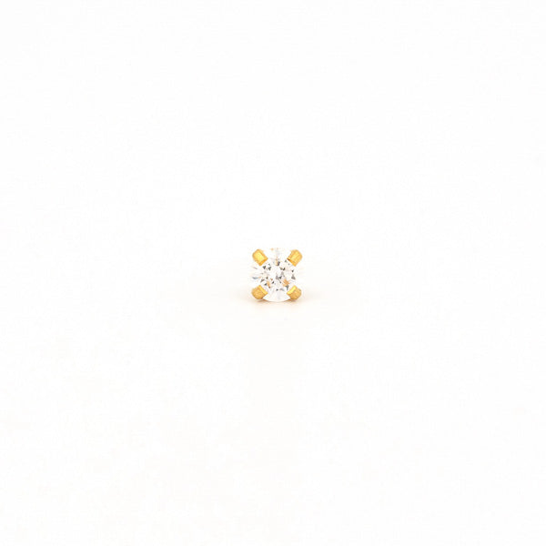 Sensitive Puff Pad Gold-Plated 4mm Prong-Set Cubic Zirconias