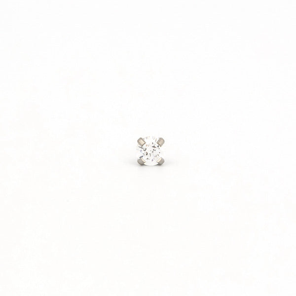 Sensitive Puff Pad Stainless Steel 4mm Prong-Set Cubic Zirconias