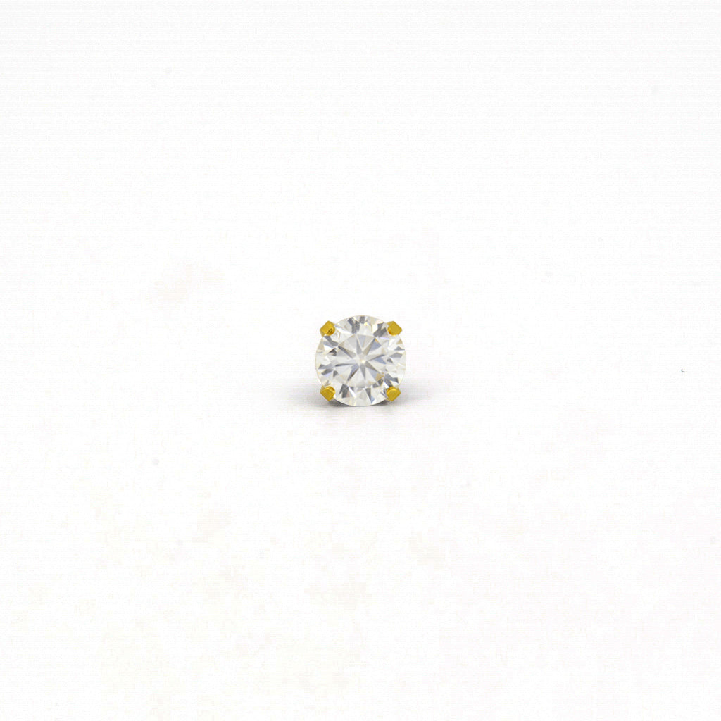 Sensitive Puff Pad Gold-Plated 5mm Prong-Set Cubic Zirconias