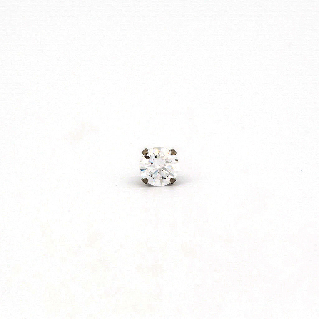 Sensitive Puff Pad Stainless Steel 5mm Prong-Set Cubic Zirconias
