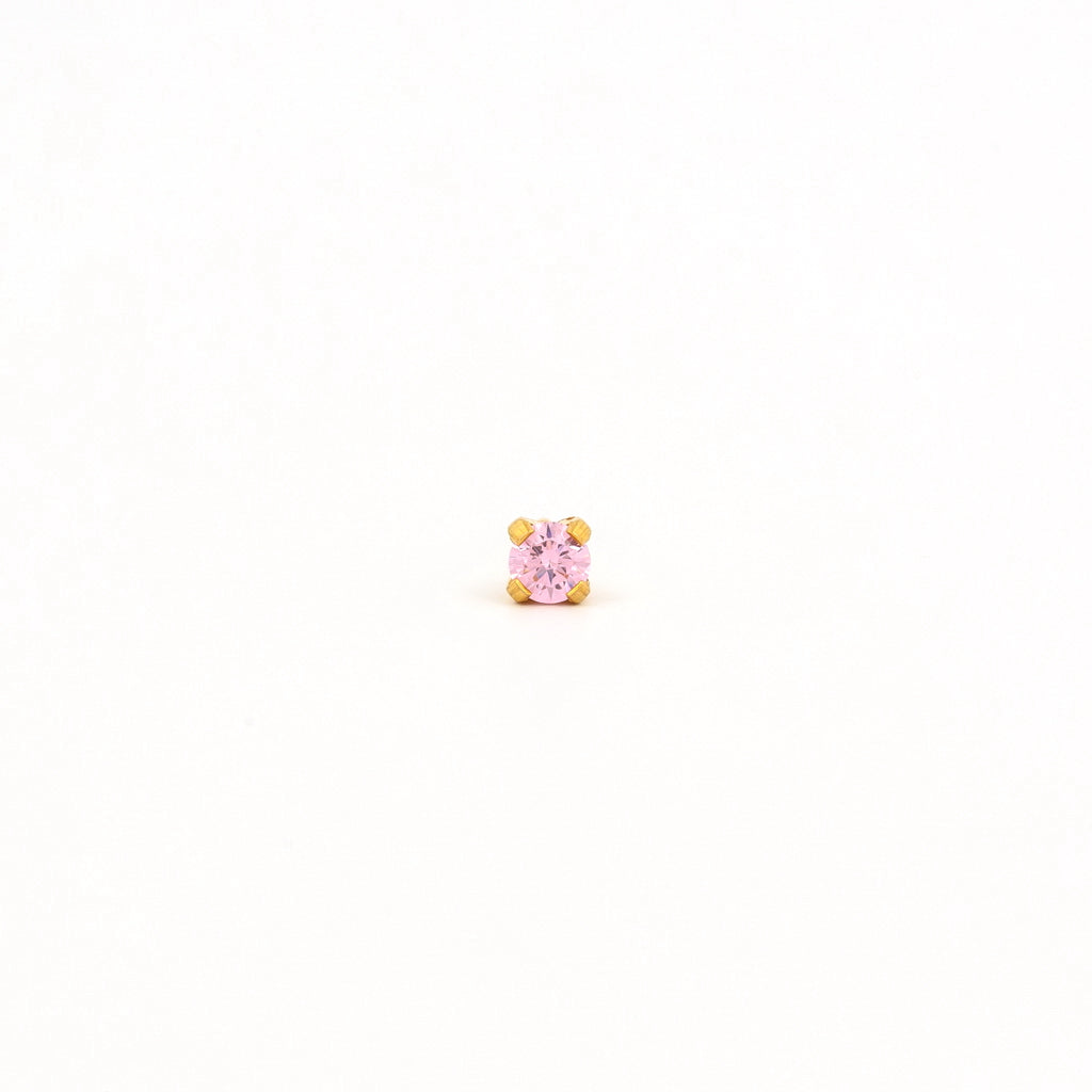 Sensitive Puff Pad Gold-Plated 3mm Prong-Set Pink Cubic Zirconias