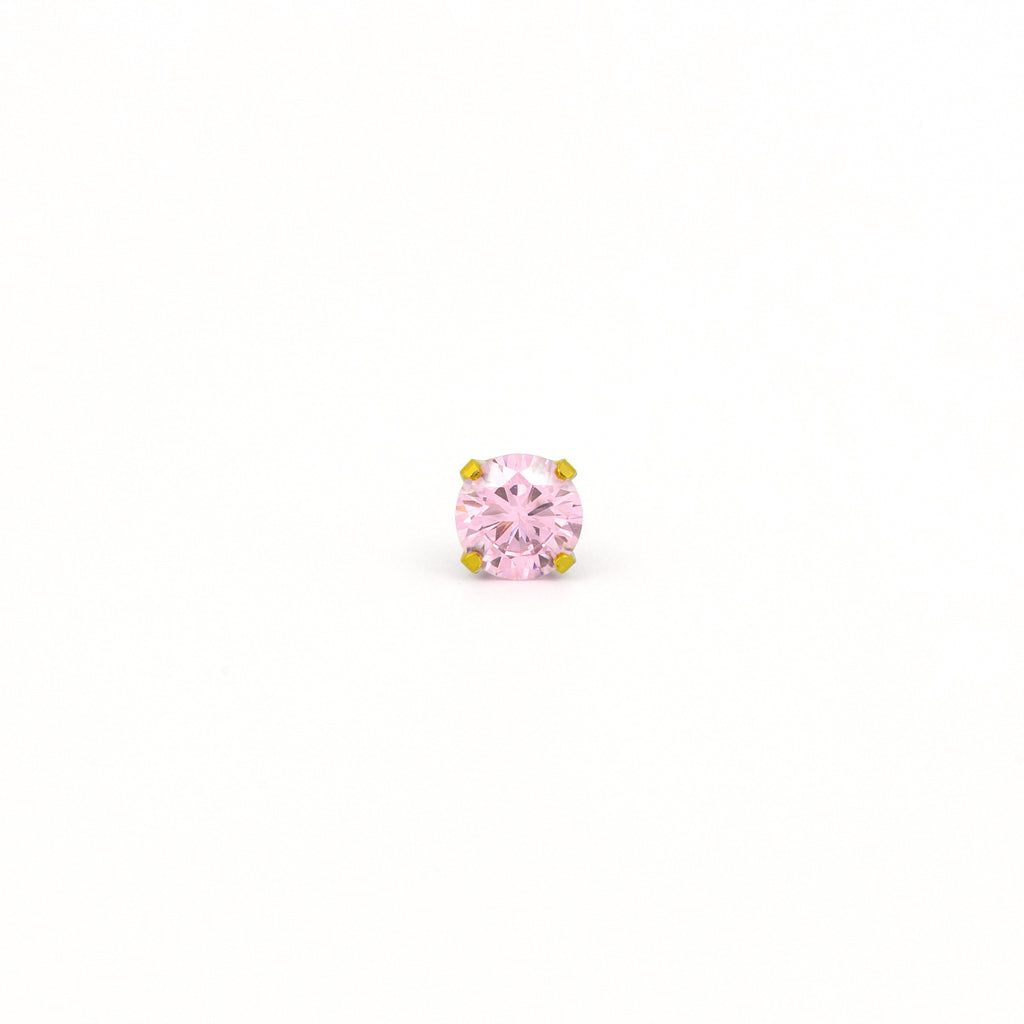 Sensitive Puff Pad Gold-Plated 5mm Prong-Set Pink Cubic Zirconias