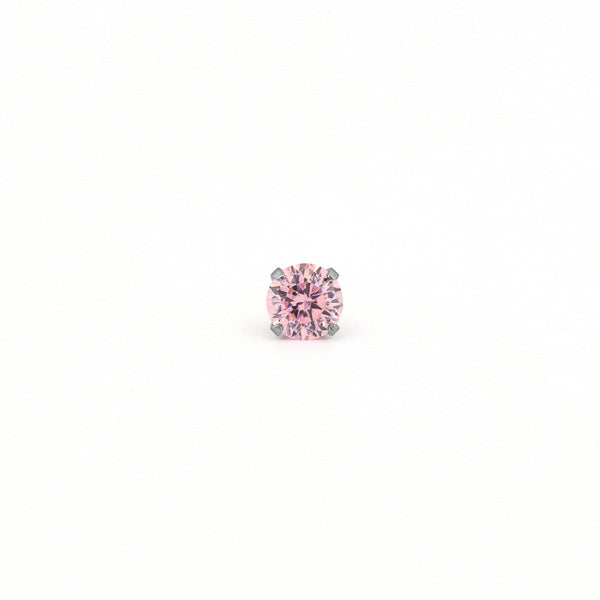 Sensitive Puff Pad Stainless Steel 5mm Prong-Set Pink Cubic Zirconias