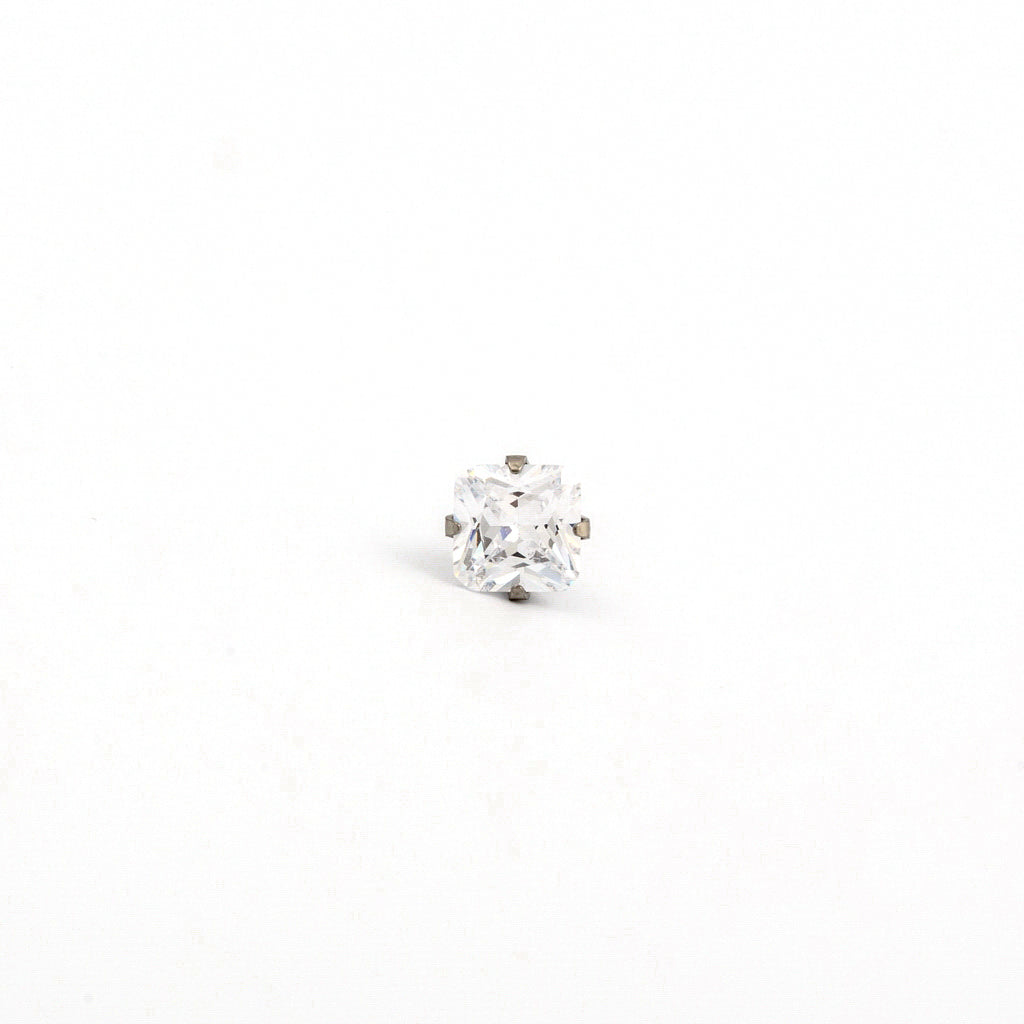 Sensitive Puff Pad Stainless Steel 5×5mm Princess-Cut Prong-Set Cubic Zirconias