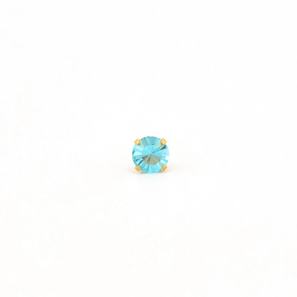 Sensitive Puff Pad Gold-Plated 5mm March Aquamarine Crystals