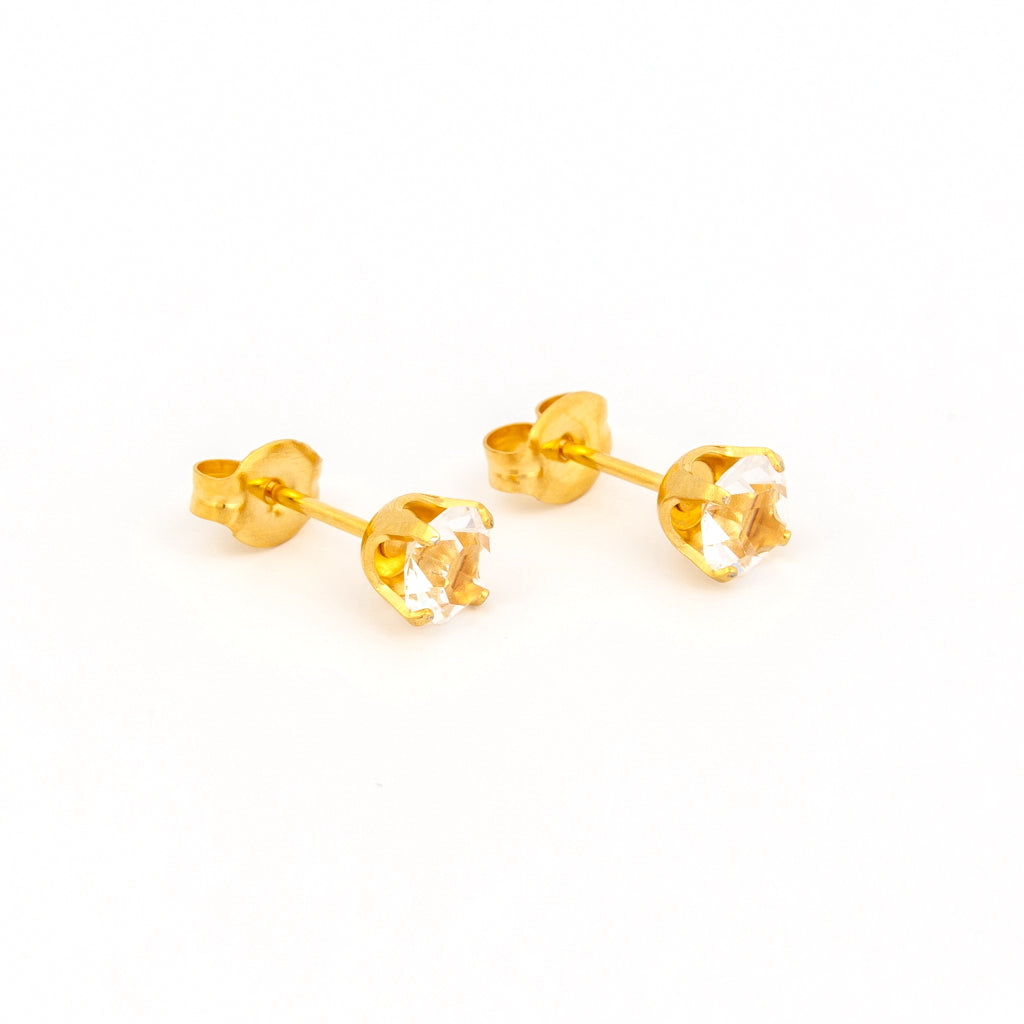 Sensitive Puff Pad Gold-Plated 5mm April Crystal Crystals