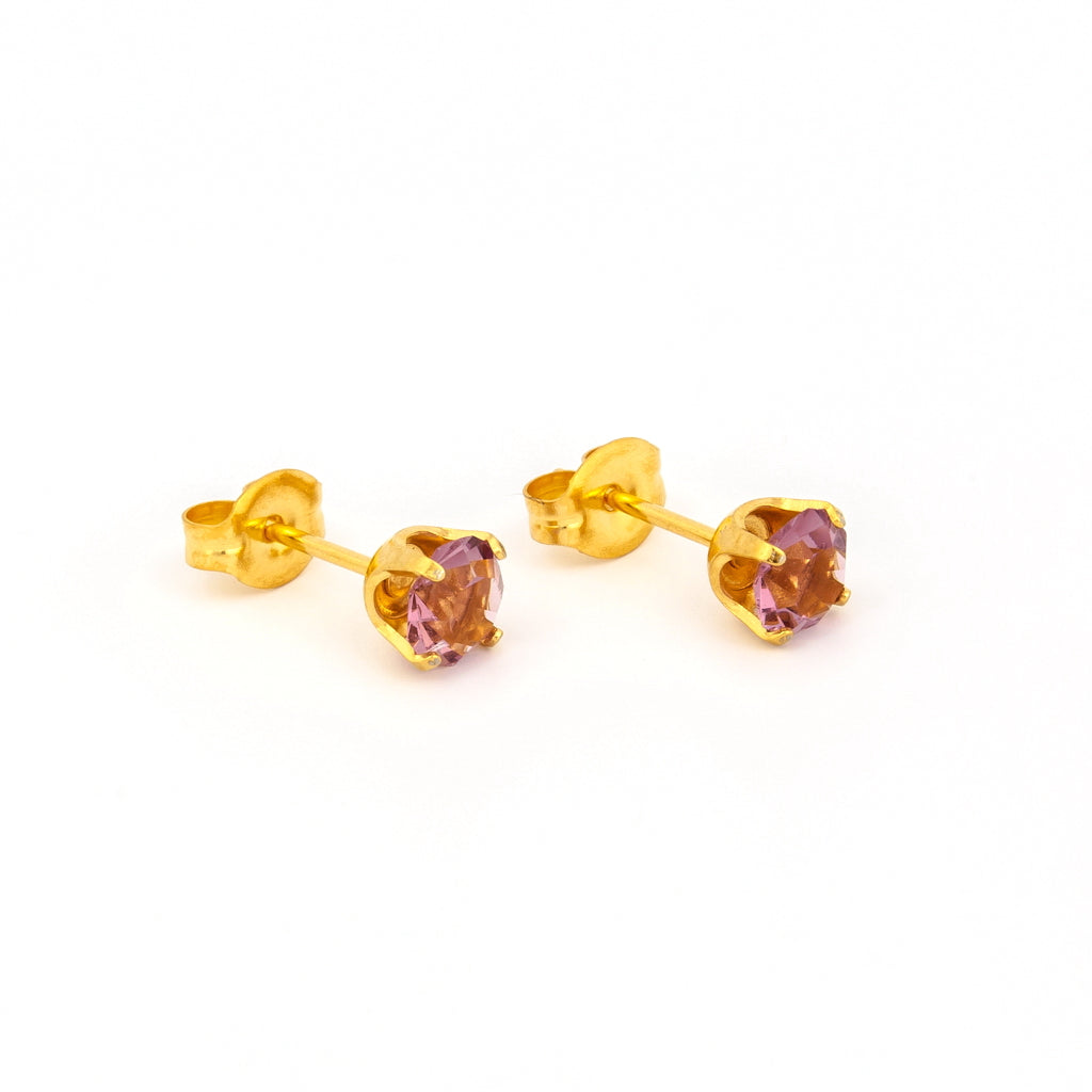 Sensitive Puff Pad Gold-Plated 5mm June Alexandrite Crystals