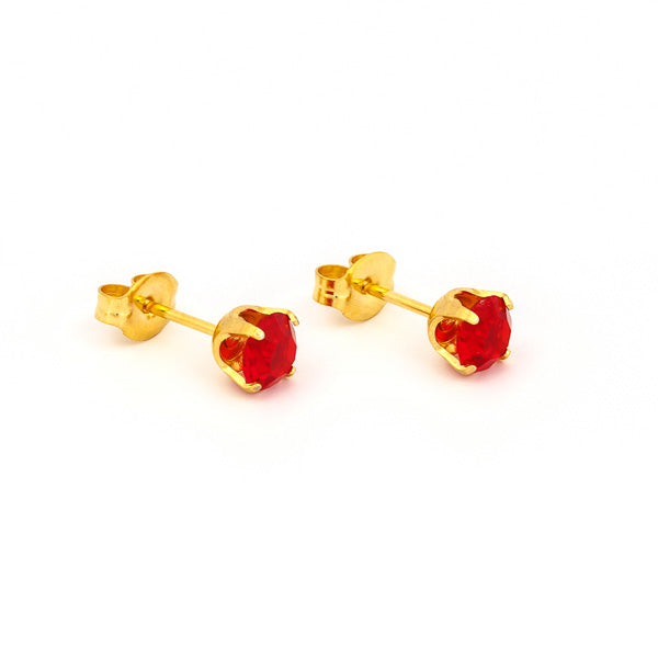 Sensitive Puff Pad Gold-Plated 5mm July Ruby Crystals