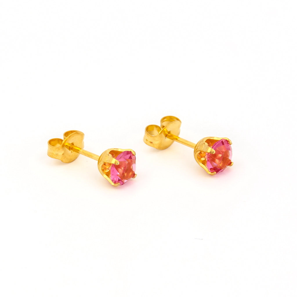 Sensitive Puff Pad Gold-Plated 5mm October Rose Crystals