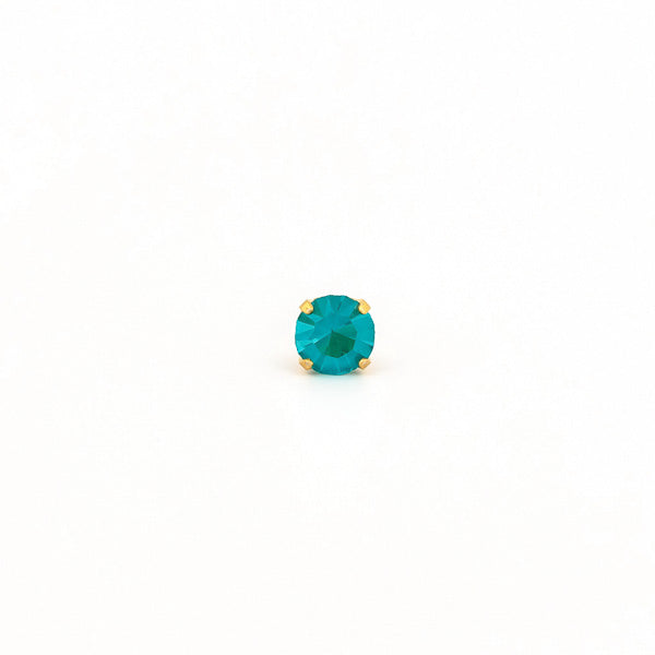 Sensitive Puff Pad Gold-Plated 5mm December Blue Zircon Crystals
