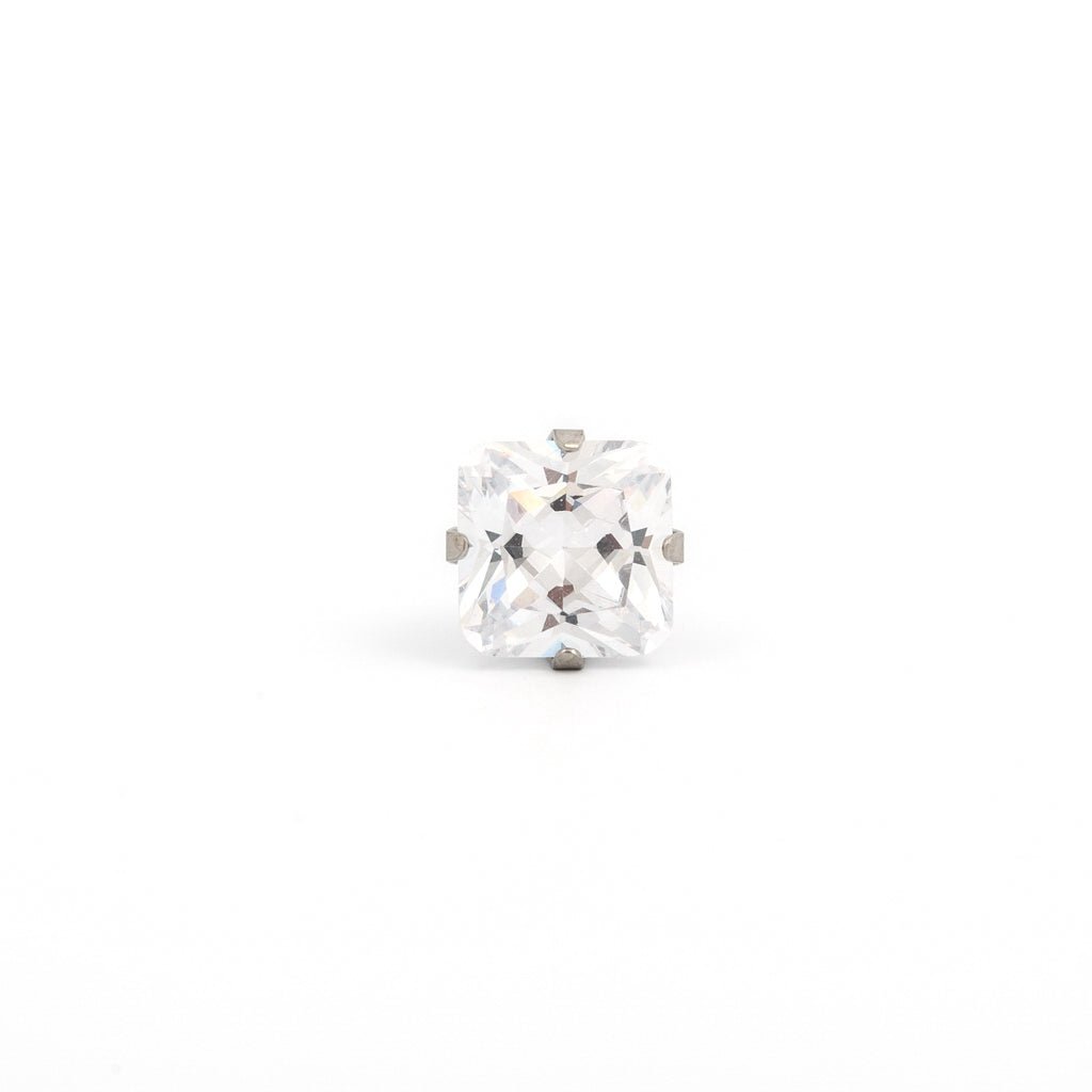 Sensitive Puff Pad Stainless Steel 8×8mm Princess Cut Prong-Set Cubic Zirconias
