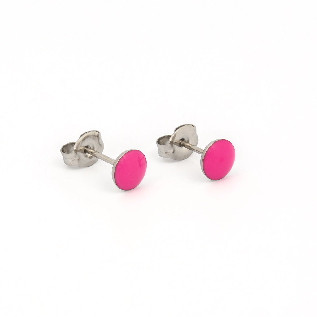 Sensitive Puff Pad Stainless Steel Neon Magenta Buttons