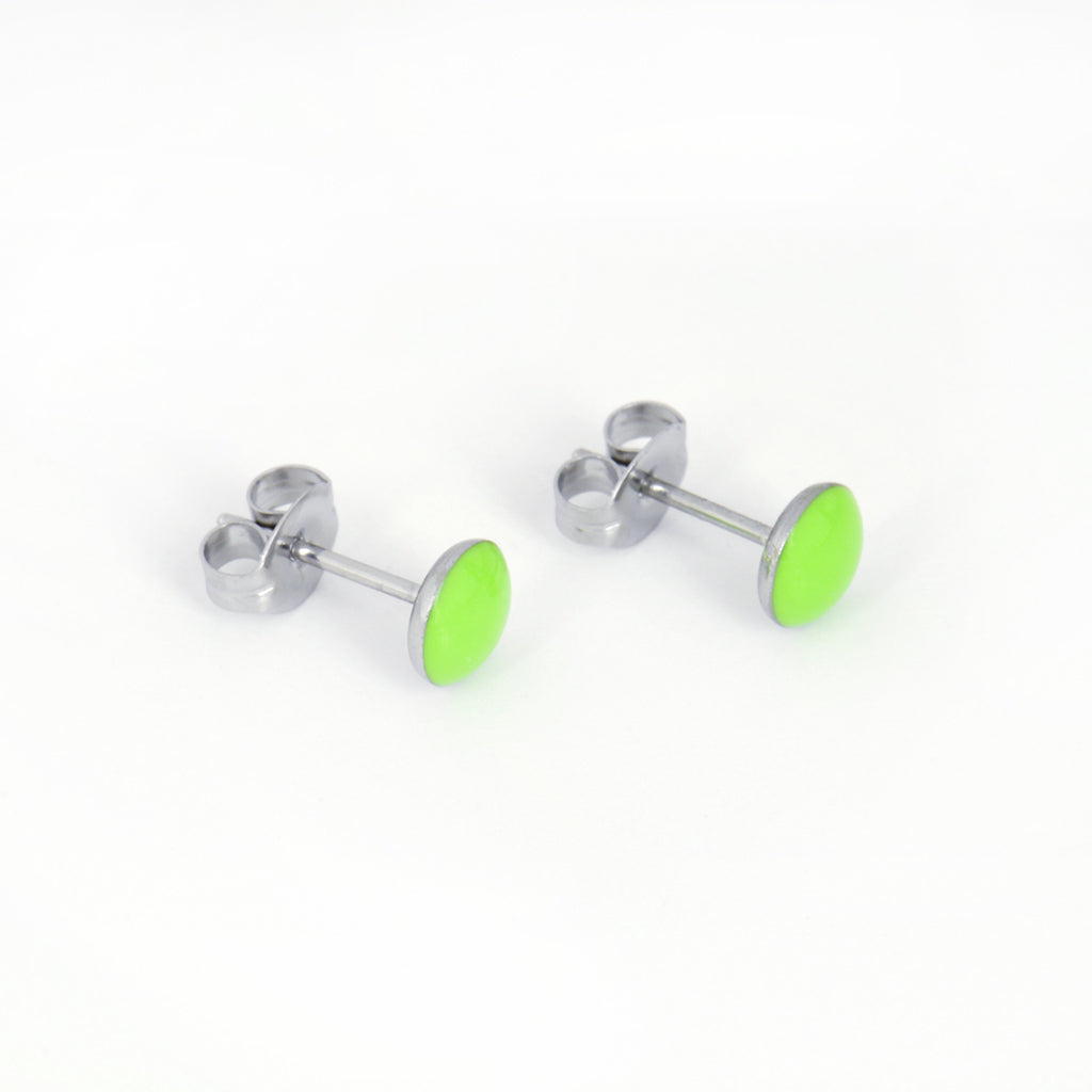 Sensitive Puff Pad Stainless Steel Neon Green Buttons