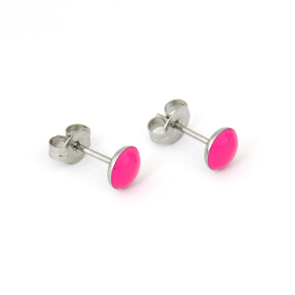 Sensitive Puff Pad Stainless Steel Neon Hot Pink Buttons