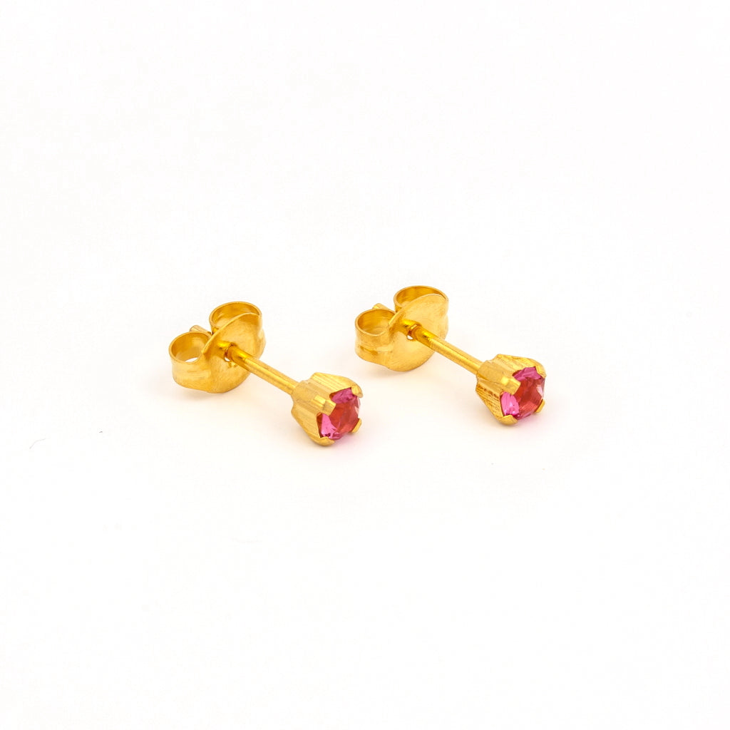 Tiny Tips™ Gold-Plated 3mm Prong-Set October Rose Crystals