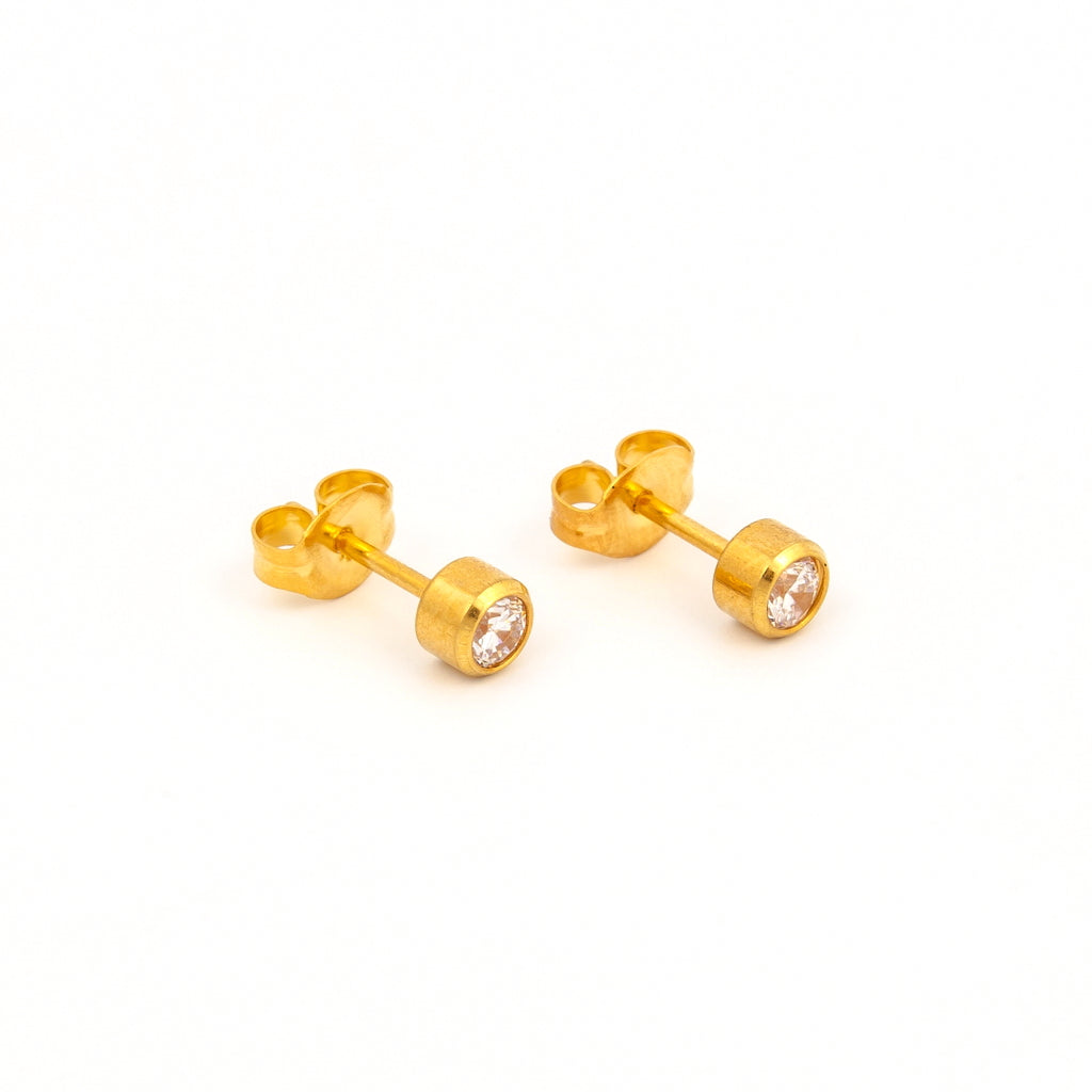 Tiny Tips™ Gold-Plated 3mm Bezel-Set Cubic Zirconias