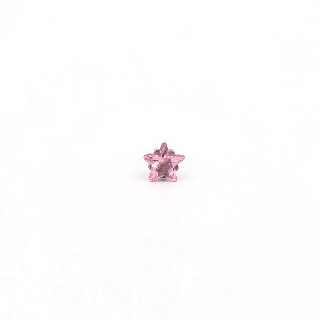 Tiny Tips™ Stainless Steel 5mm Star-Cut Prong-Set Pink Cubic Zirconias