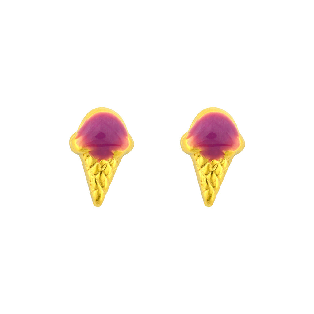 Tiny Tips™ Gold-Plated Purple Ice Cream Cones