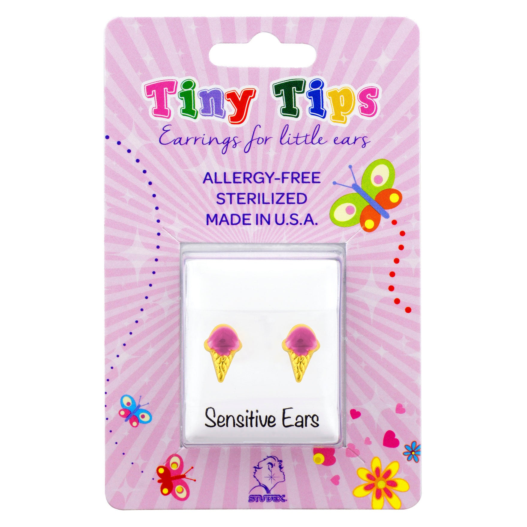 Tiny Tips™ Gold-Plated Pink Ice Cream Cones