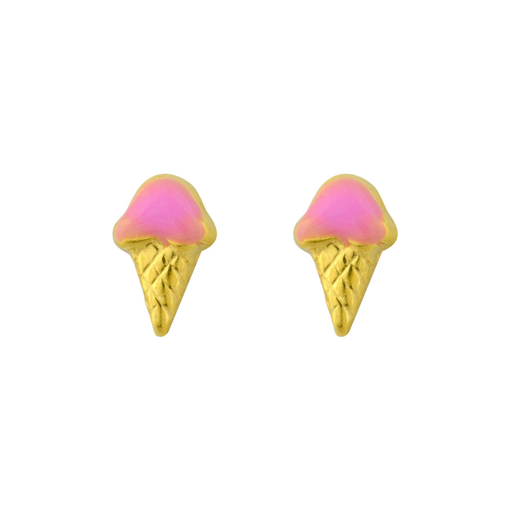 Tiny Tips™ Gold-Plated Pink Ice Cream Cones