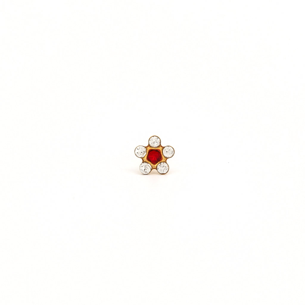 Tiny Tips™ Gold-Plated 5mm April Crystal & July Ruby Crystal Daisies