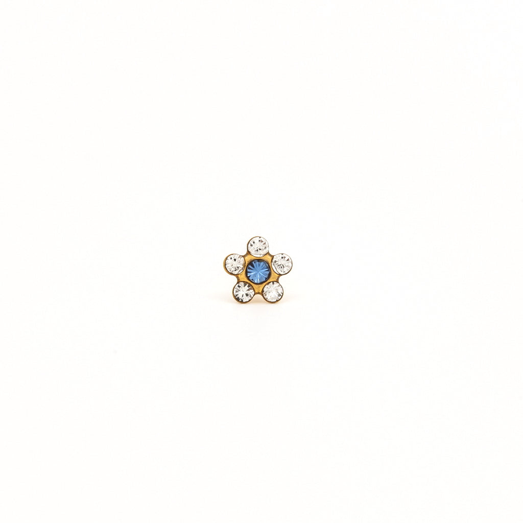 Tiny Tips™ Gold-Plated 5mm April Crystal & September Sapphire Crystal Daisies
