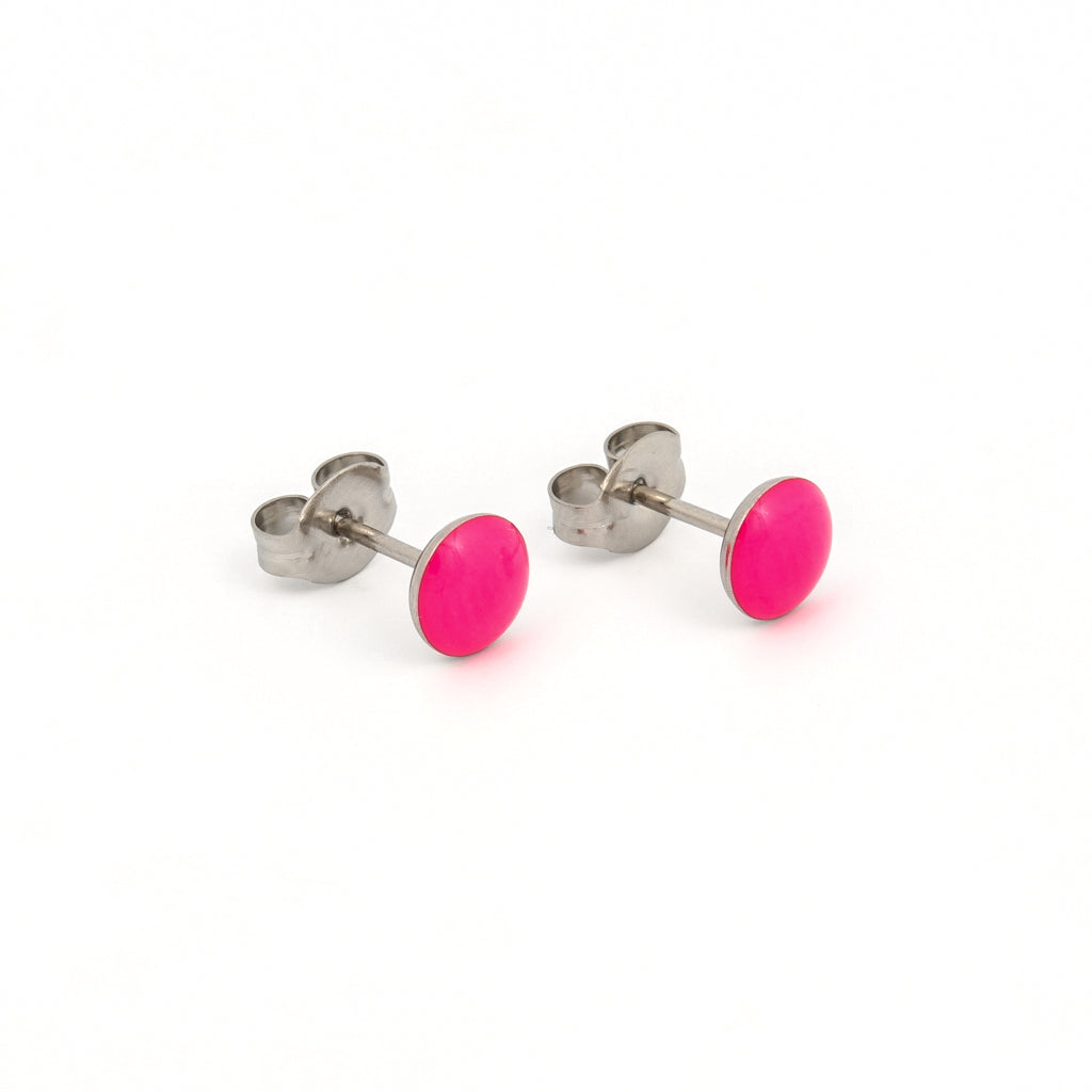 Tiny Tips™ Stainless Steel Neon Pink Buttons