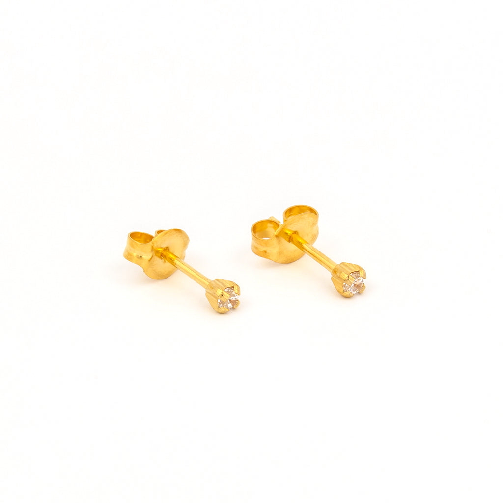 Tiny Tips™ Gold-Plated 2mm Prong-Set Cubic Zirconias