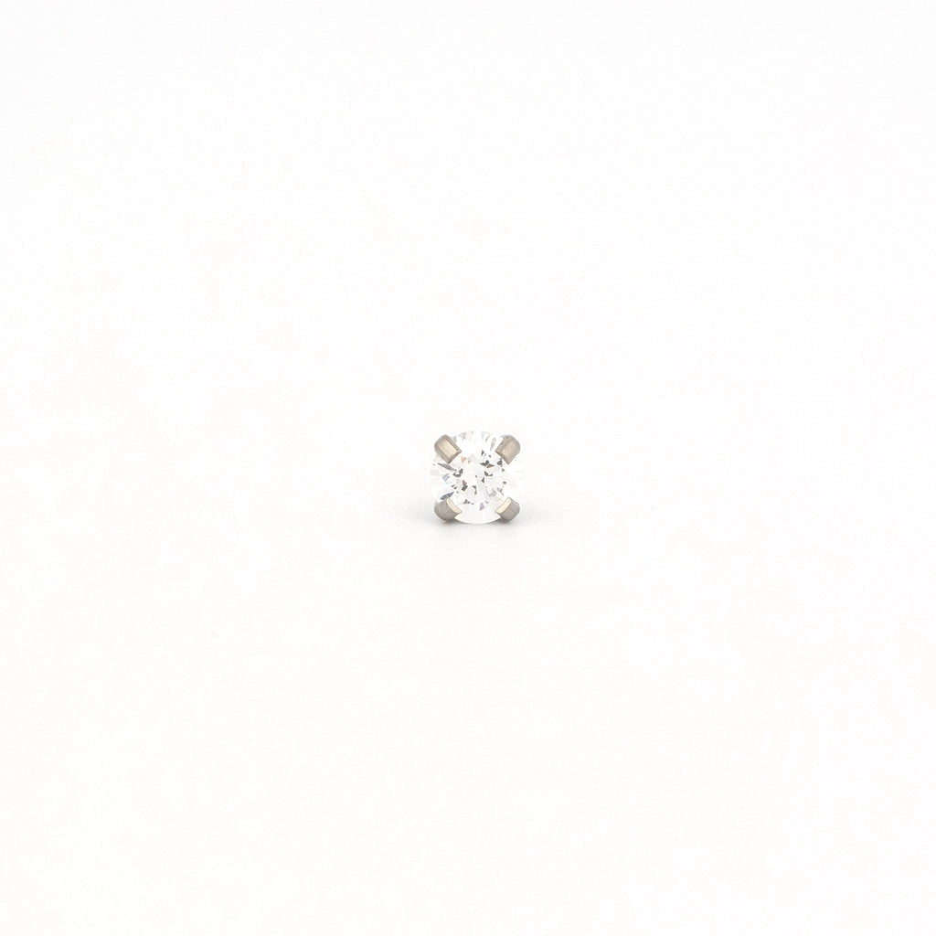 Tiny Tips™ Stainless Steel 4mm Prong-Set Clear Cubic Zirconias