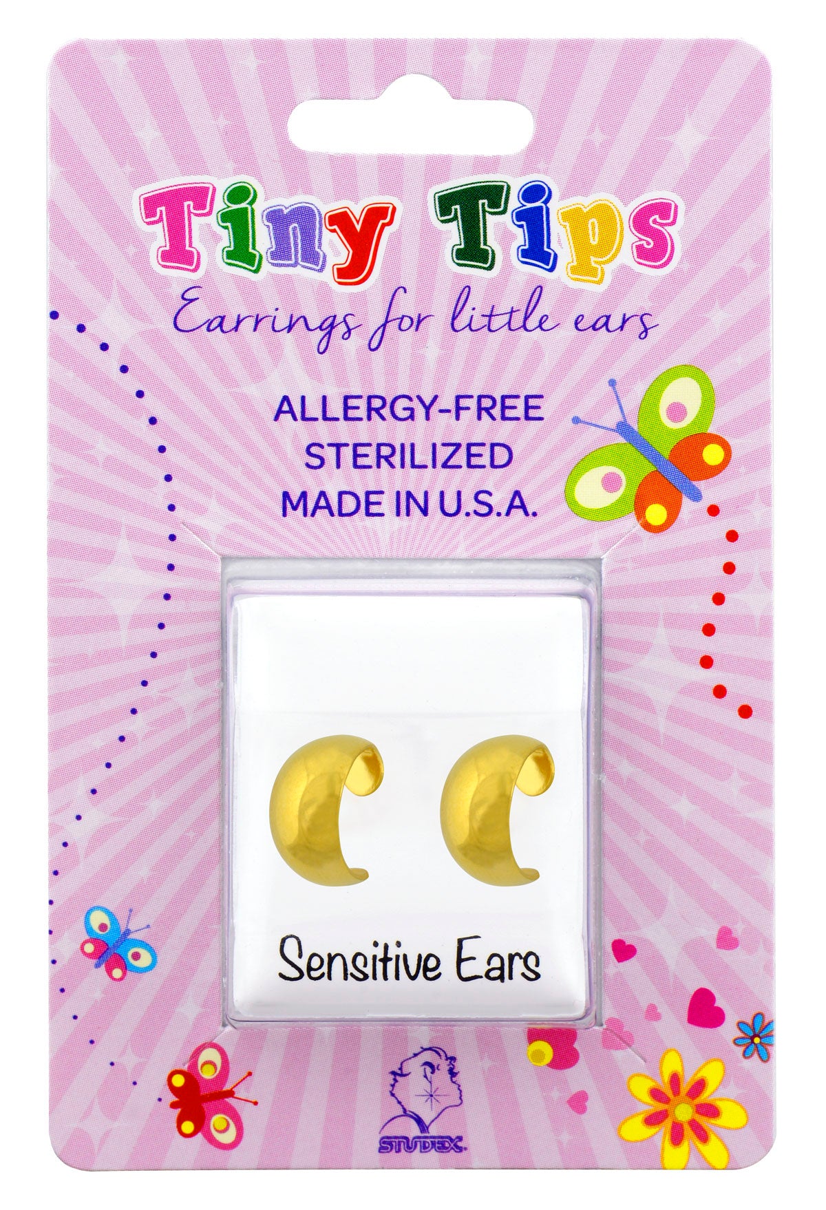 Tiny Tips™ Gold-Plated 3/8″ J Smooth Hoops